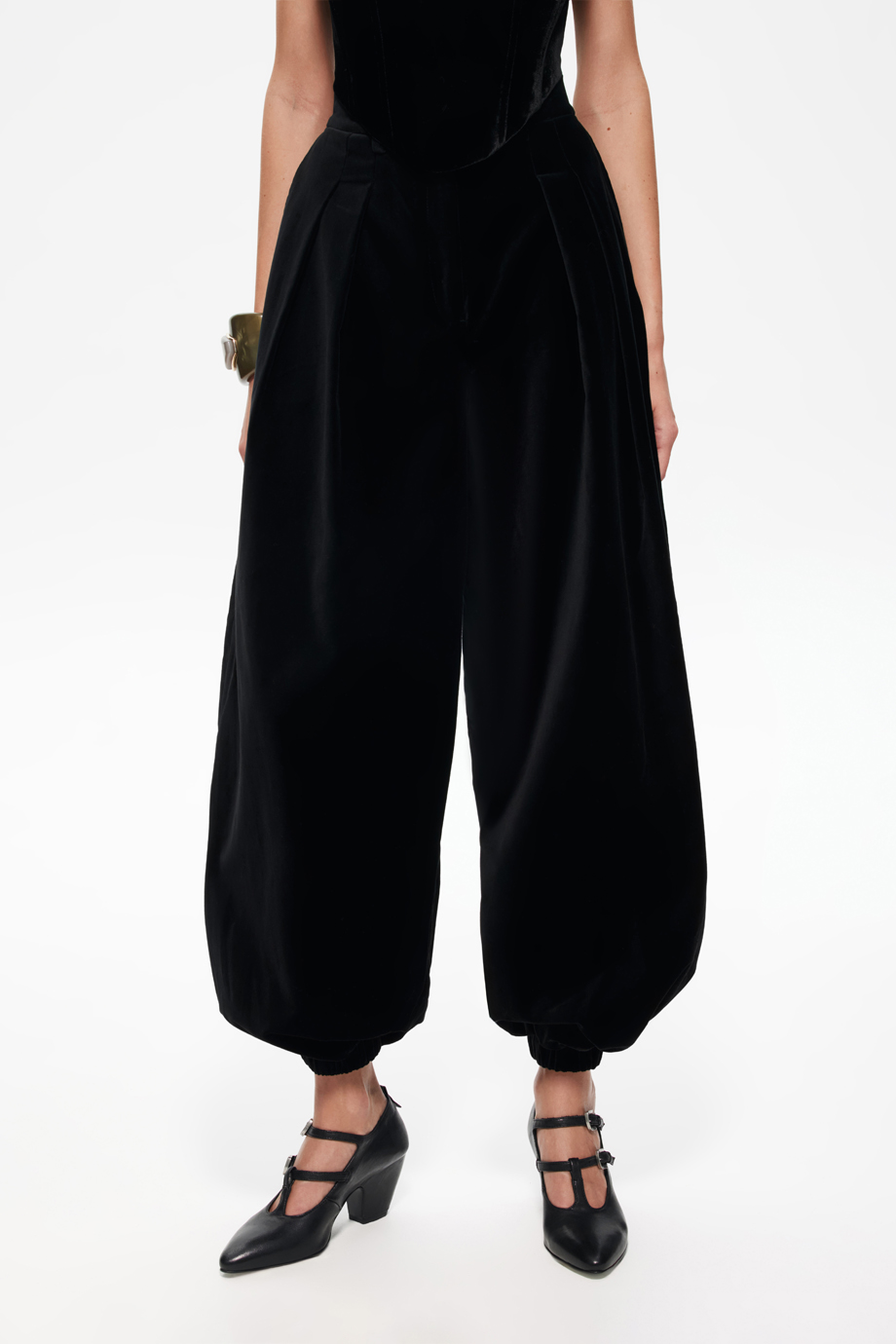 Брюки-баллон из хлопкового бархата