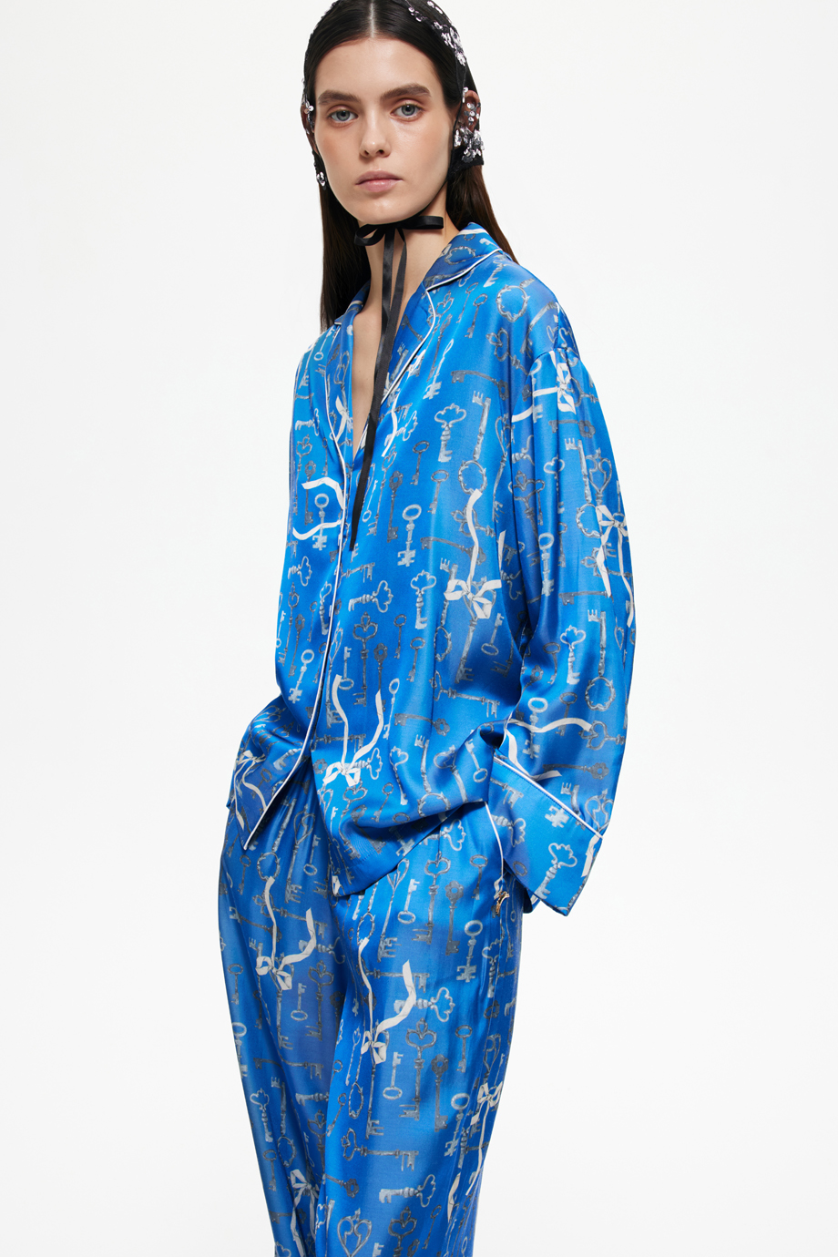 Блузка пижамная с принтом