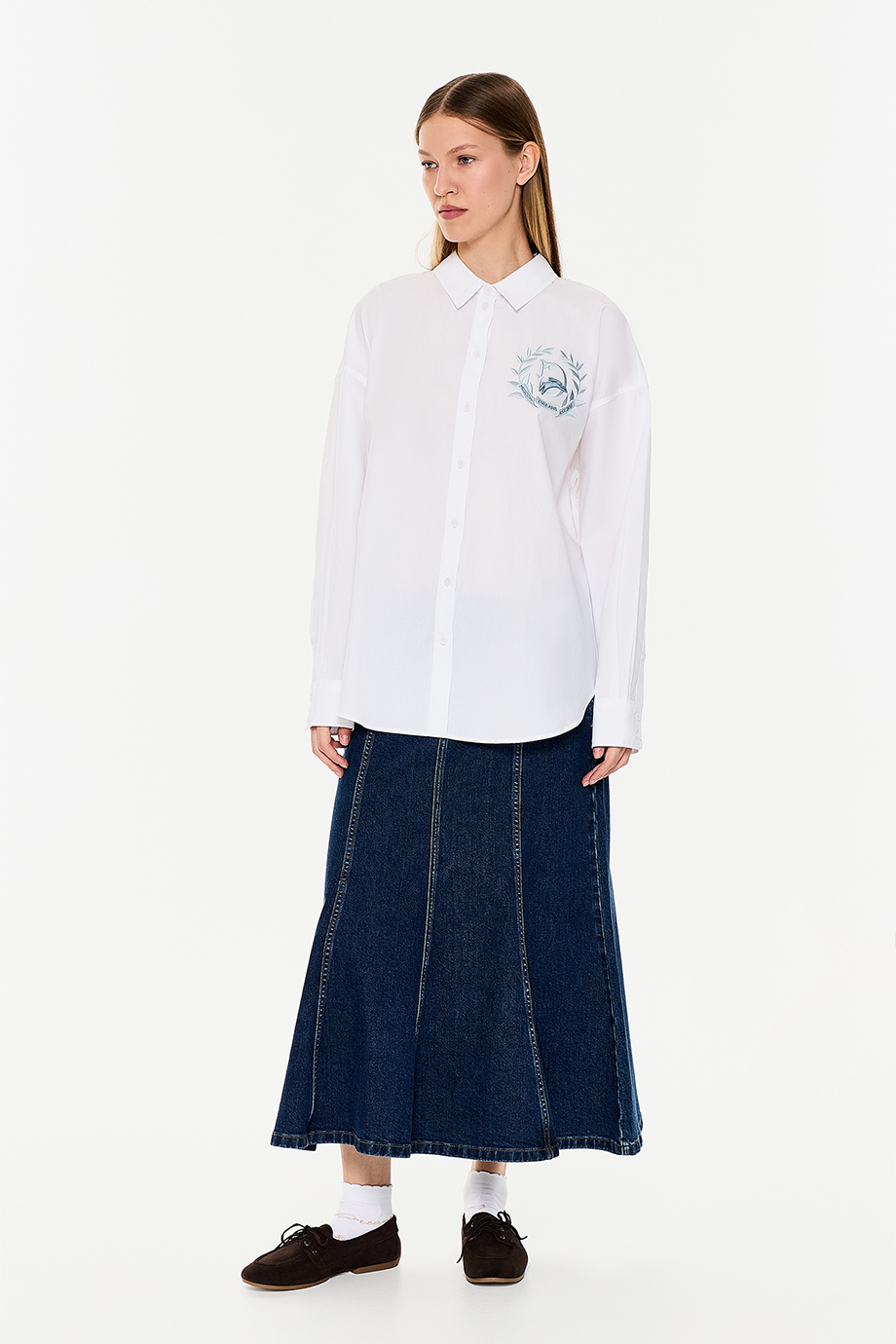 Рубашка свободная с вышивкой