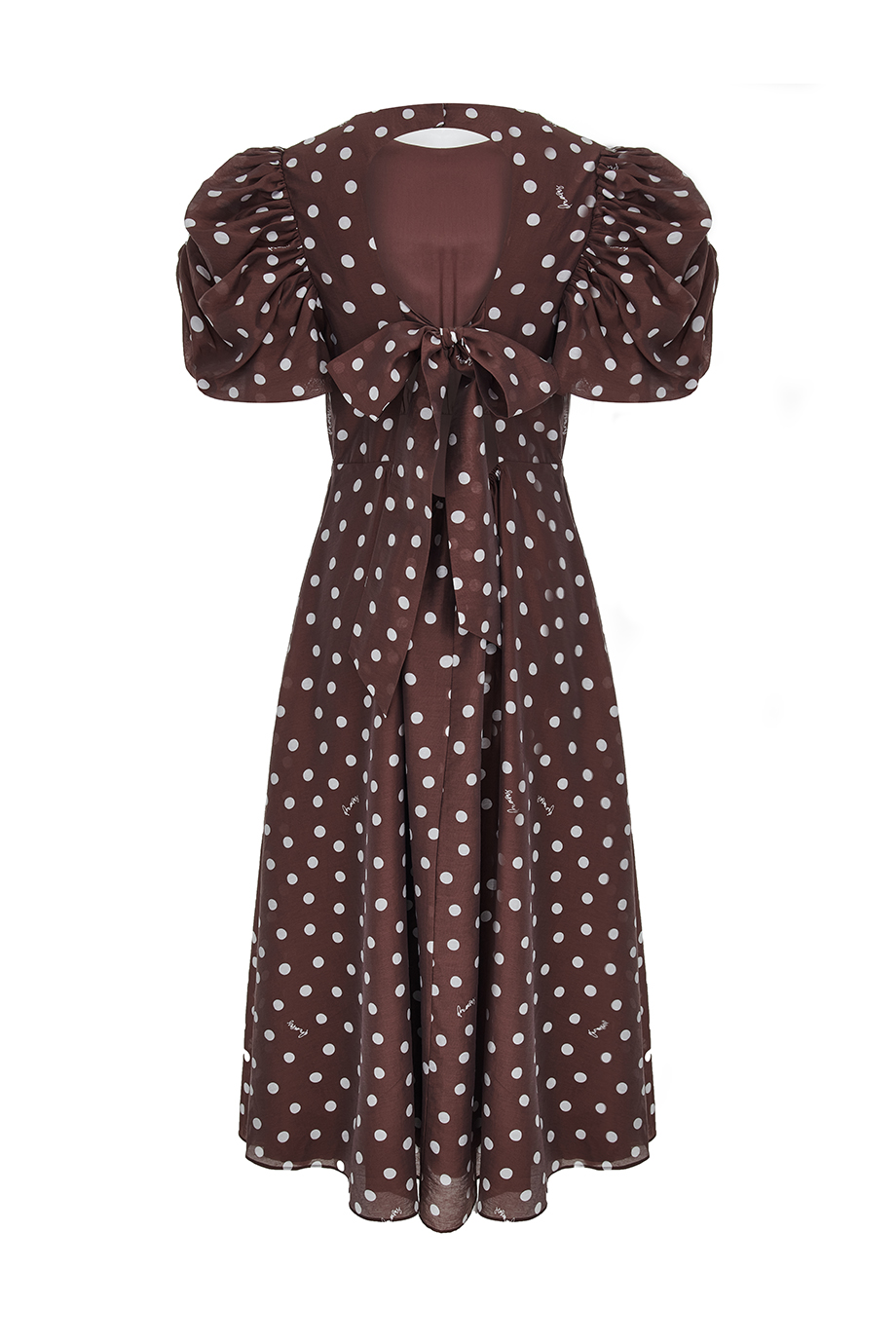 Платье с объемными рукавами и завязкой-бантом