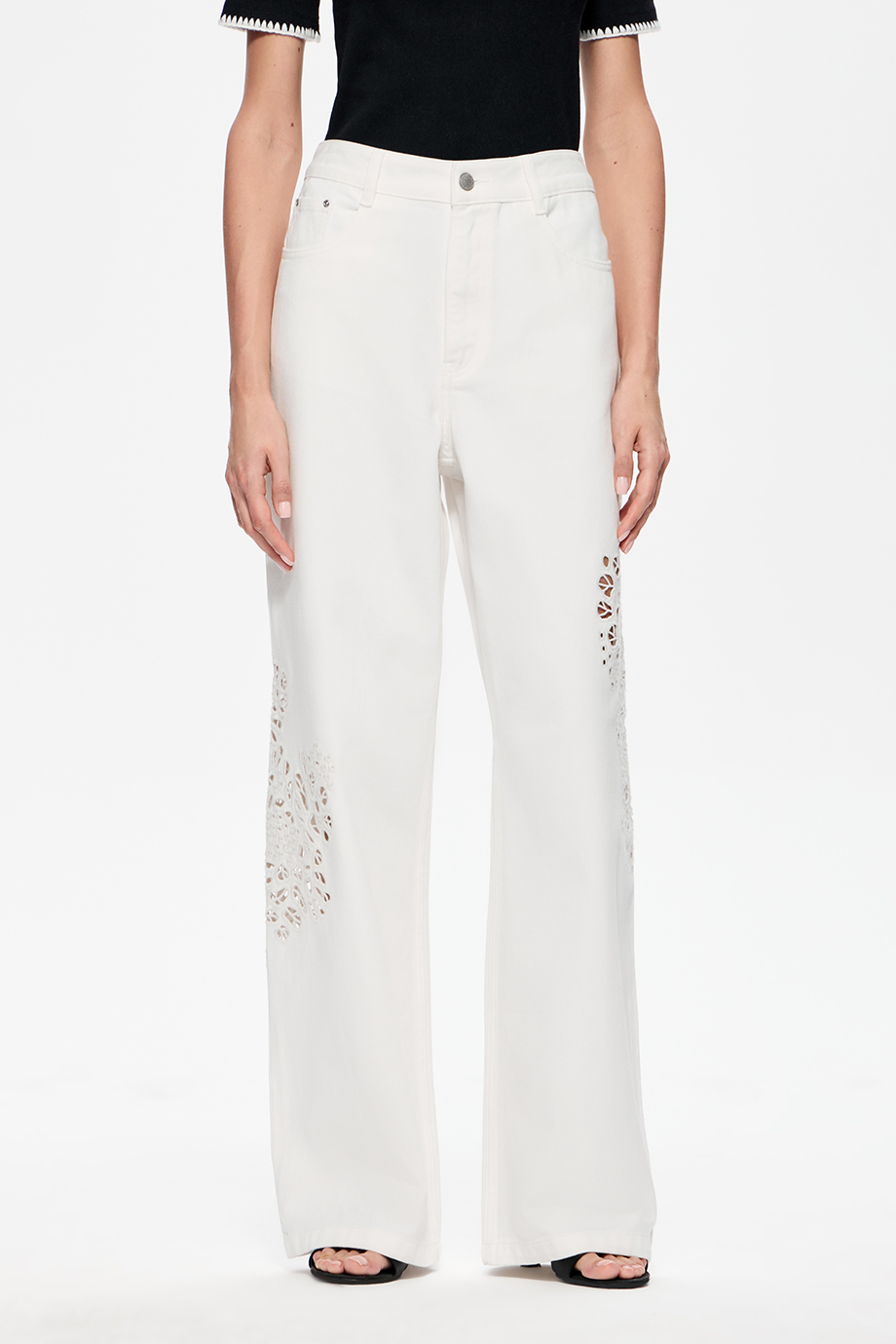 Джинсы Wide Leg с вышивкой