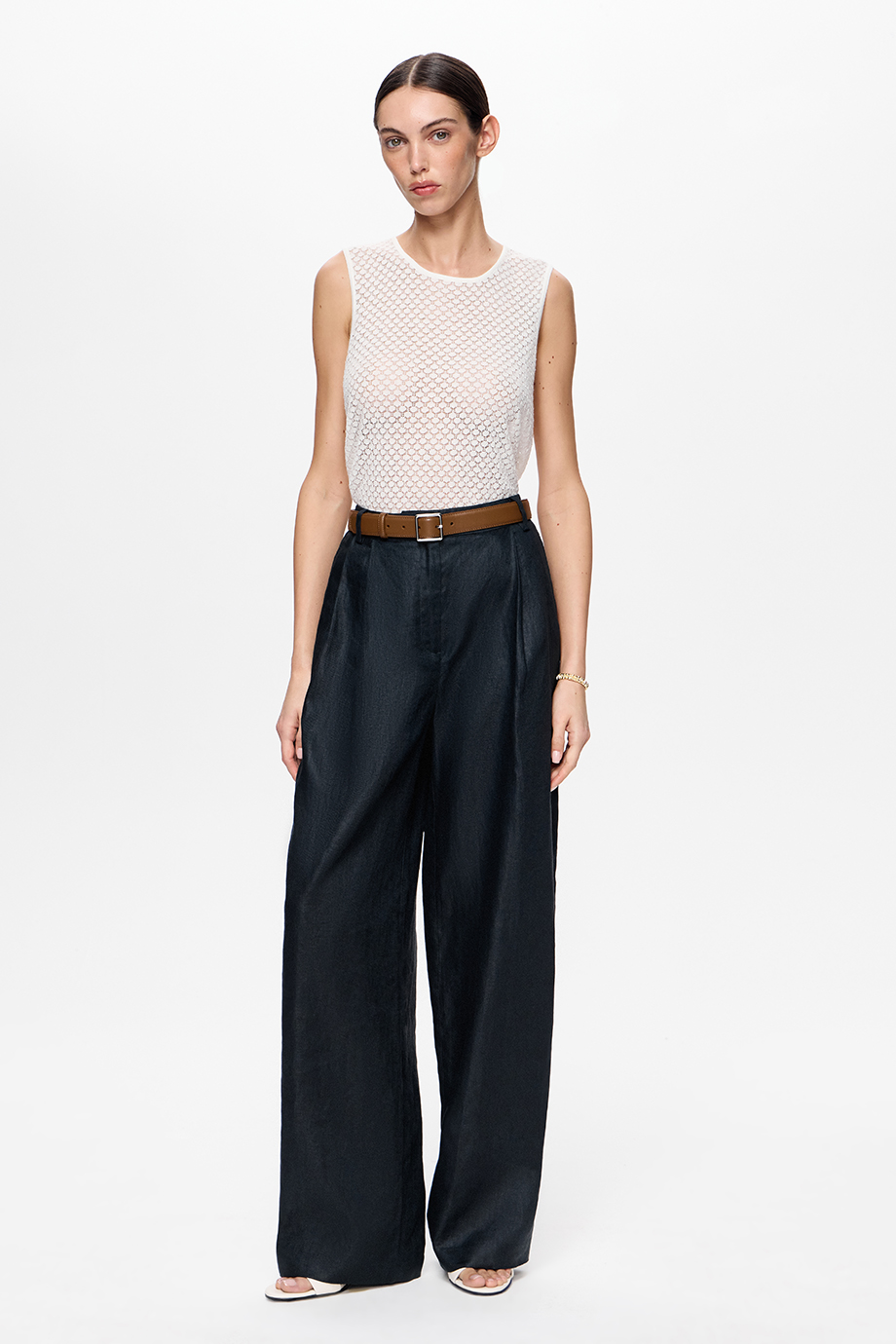 Брюки льняные широкие