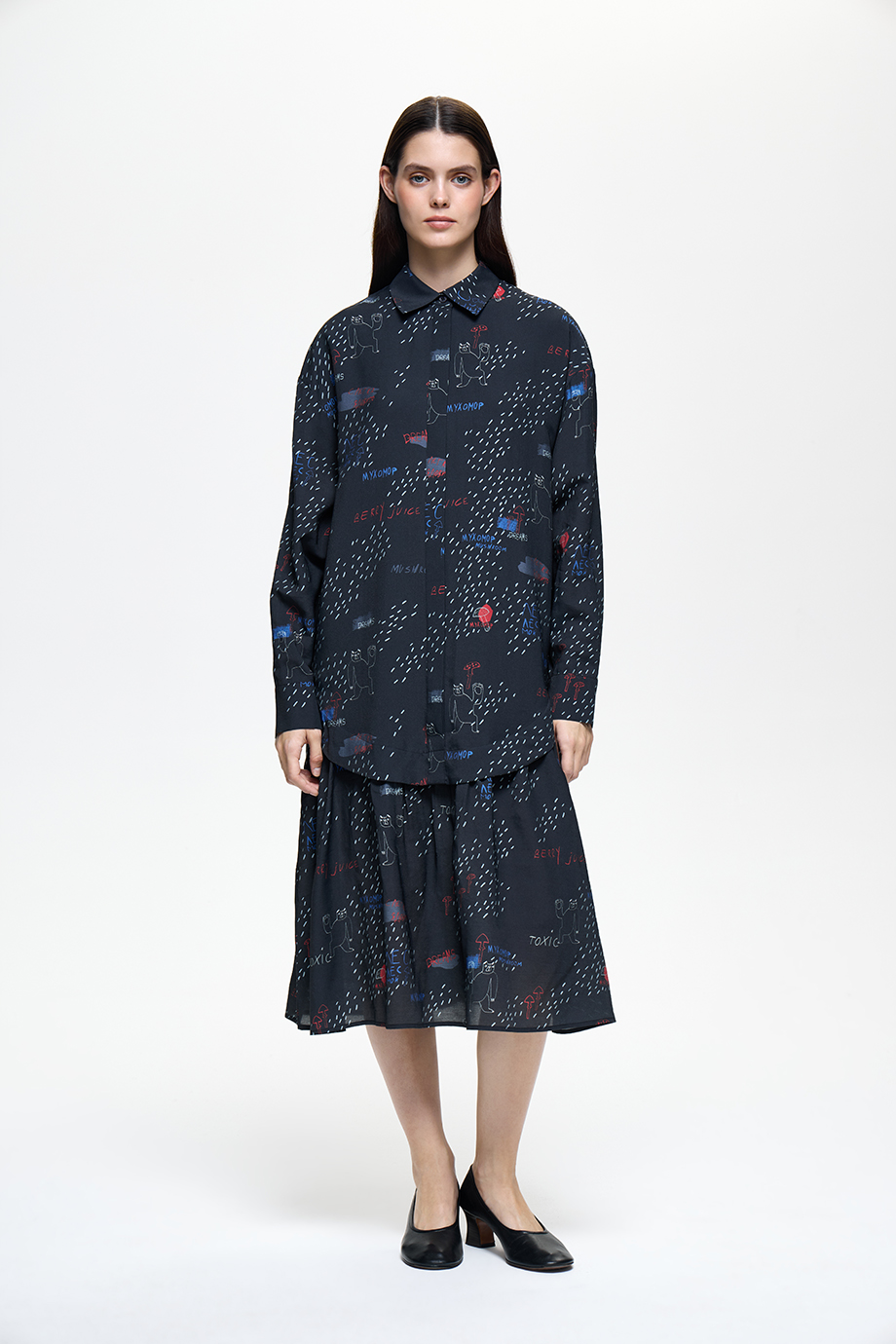 Платье-рубашка с принтом