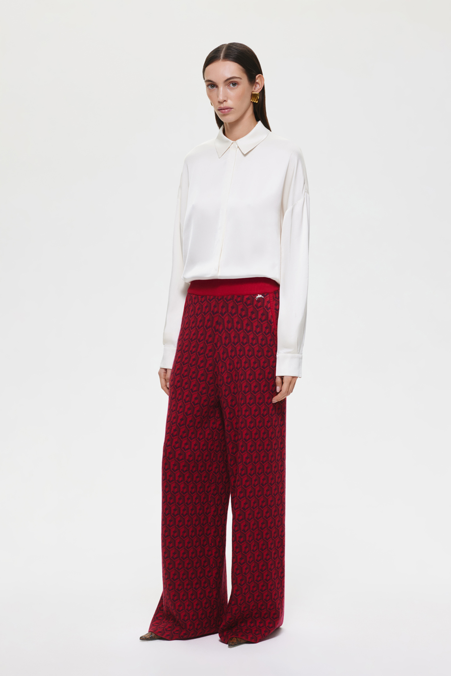 Брюки вязаные с лого-паттерном