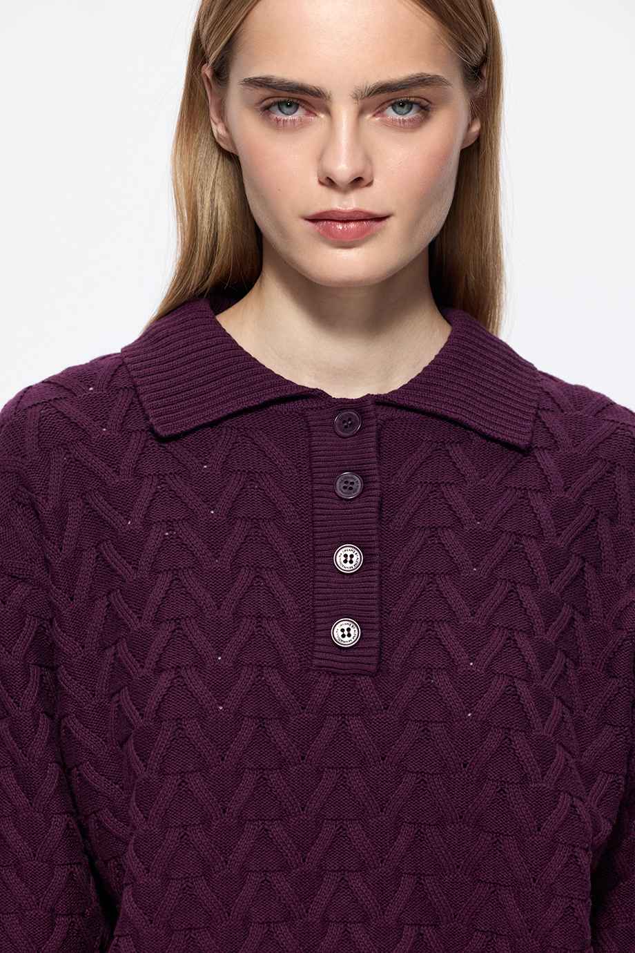 Джемпер-поло ажурный