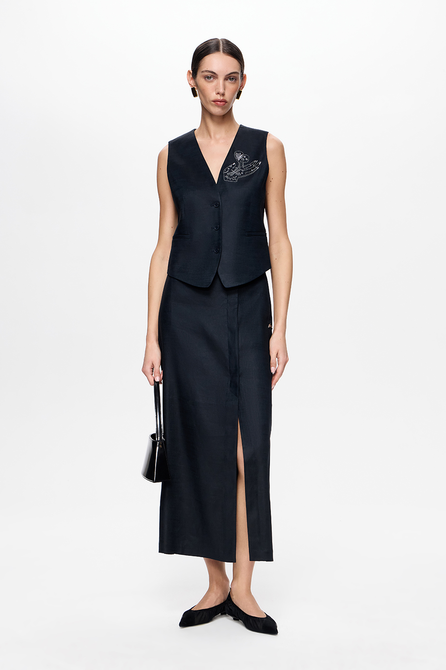 Юбка-карандаш из эластичного льна