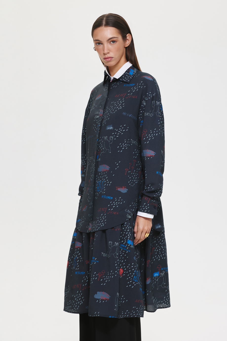 Платье-рубашка с принтом