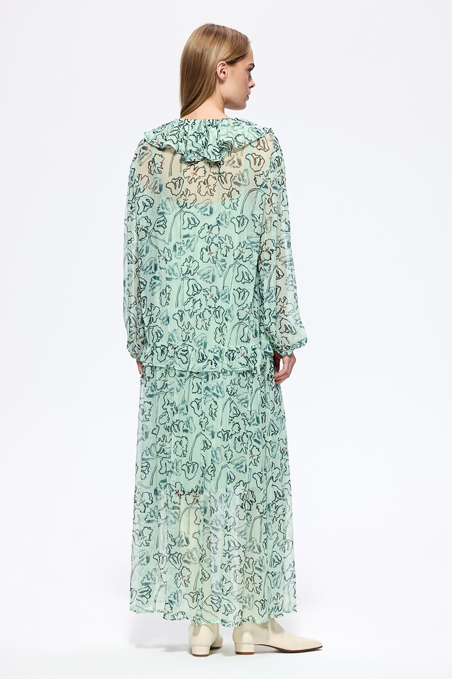 Платье из шифона с принтом