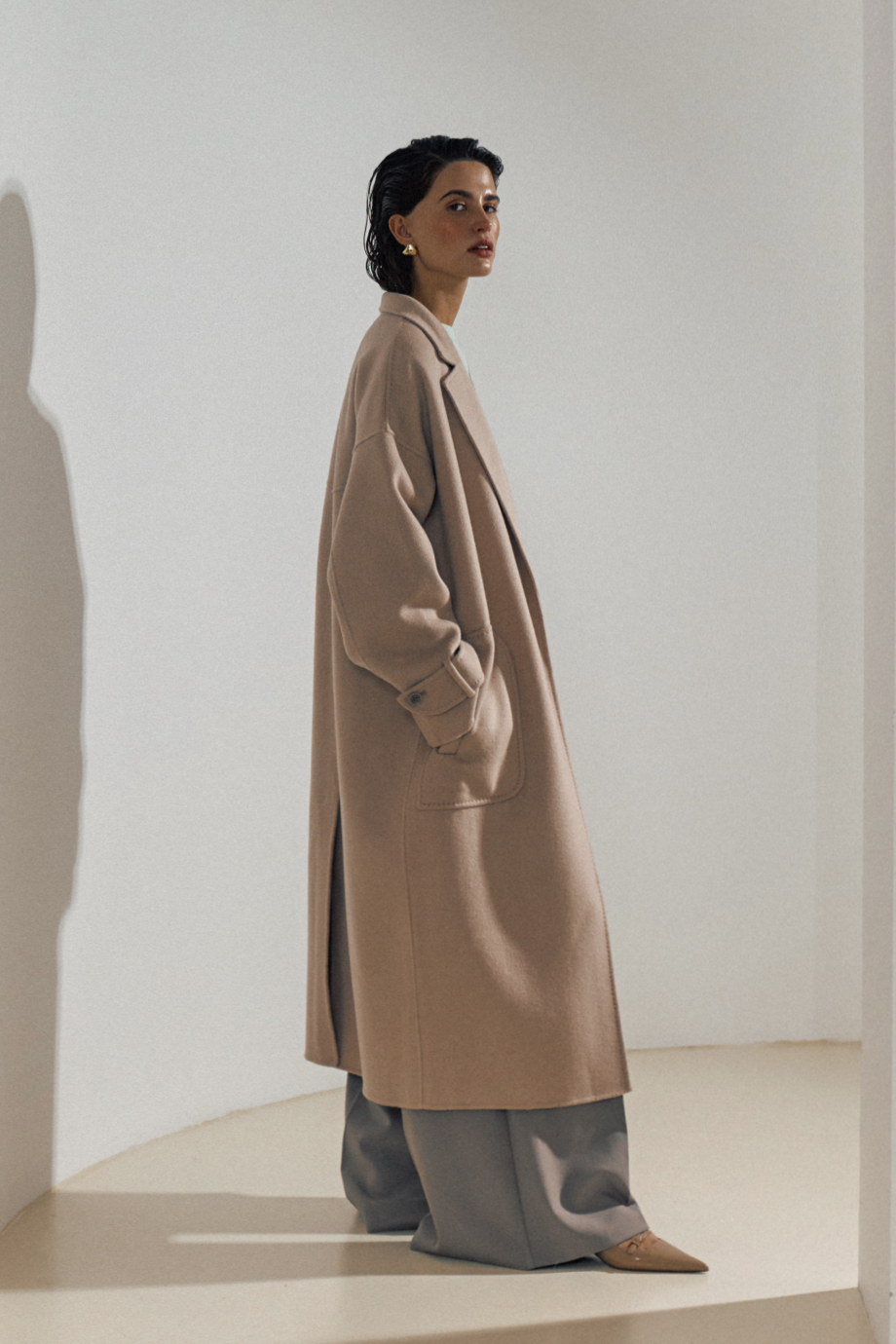 Пальто-кокон из шерсти