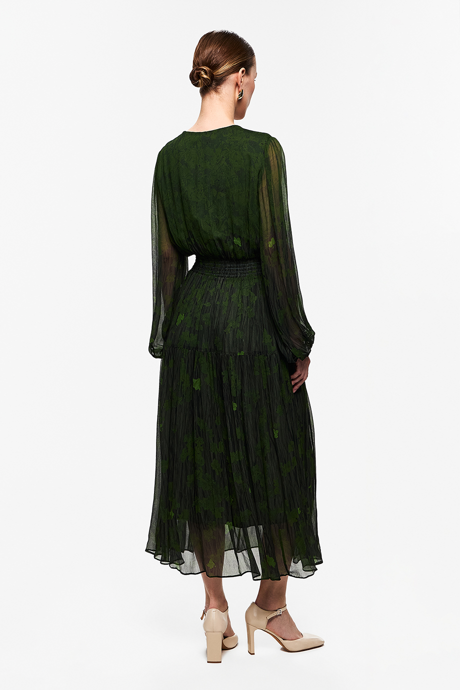 Платье с поясом-резинкой из шифона