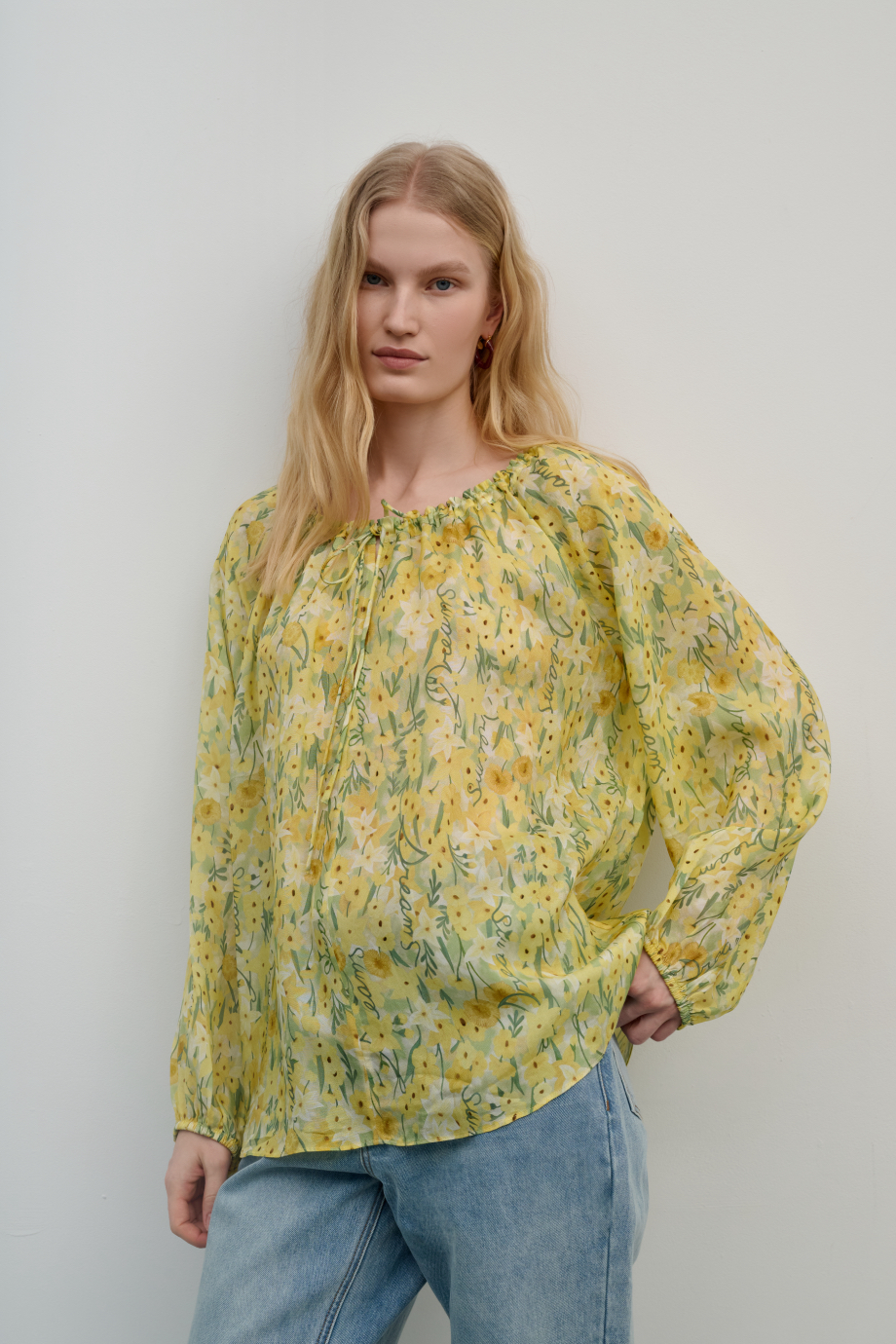 Блузка свободная с принтом