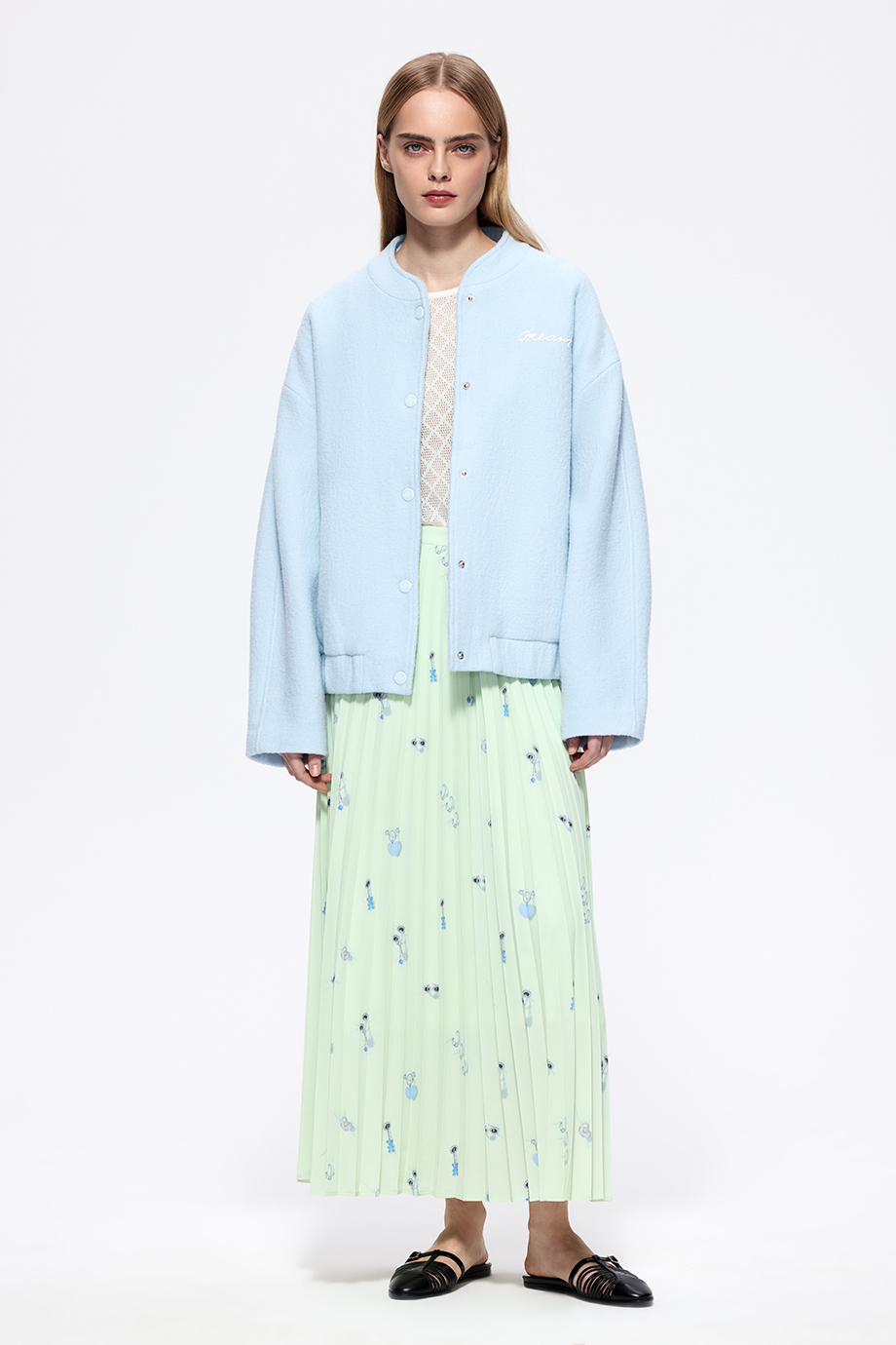 Бомбер из шерстяного букле