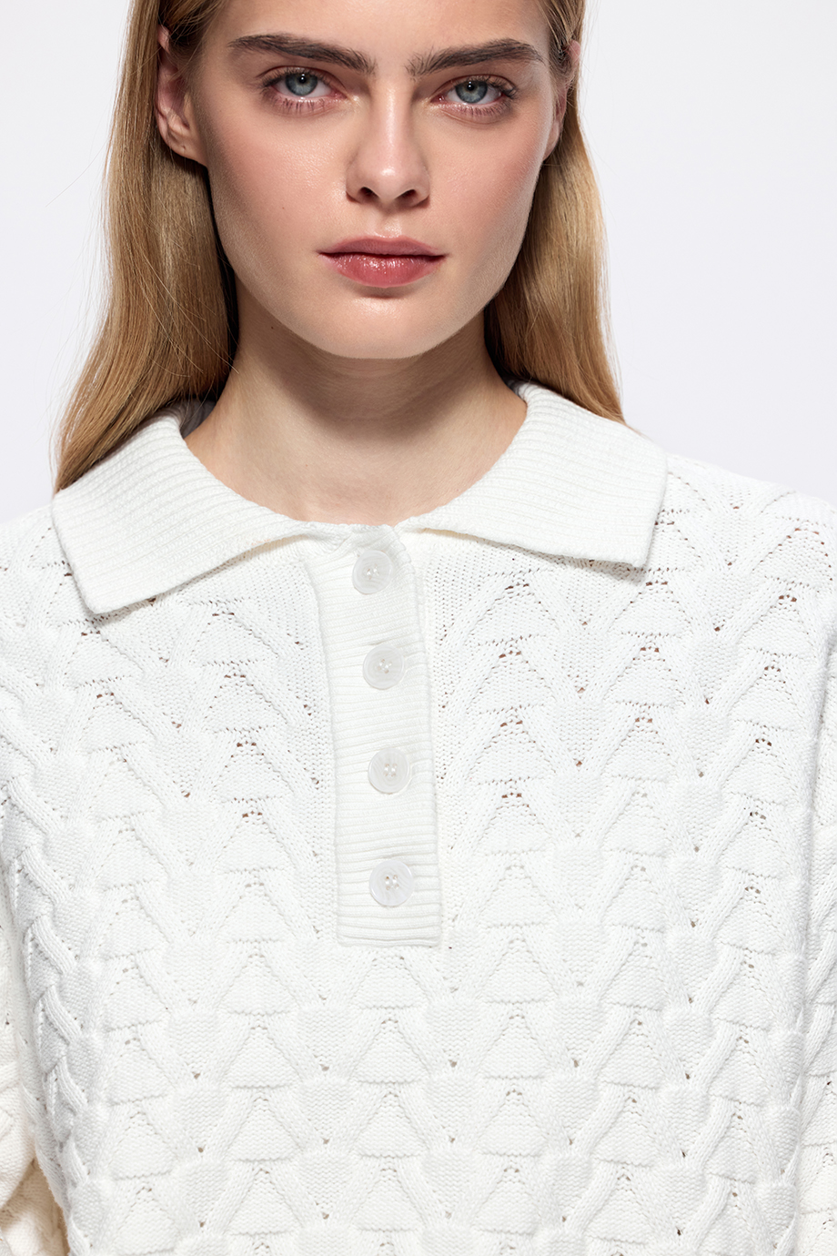 Джемпер-поло ажурный