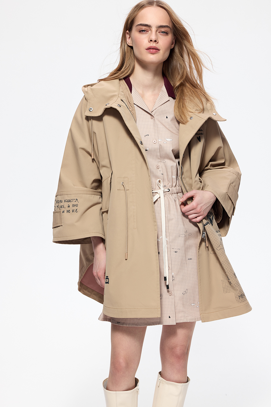 Парка-трансформер с принтом