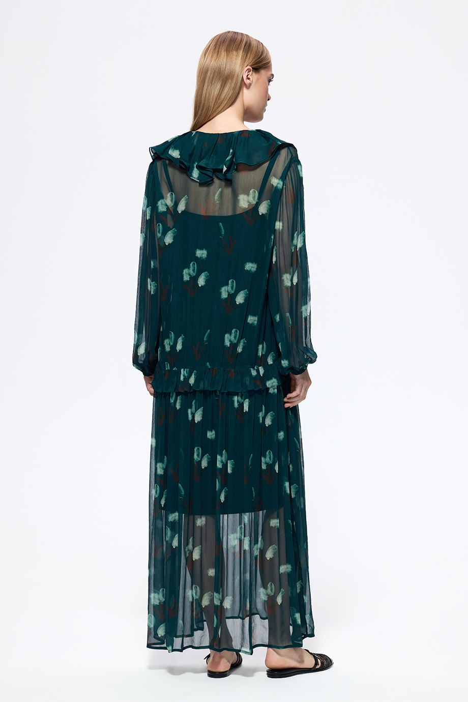 Платье из шифона с принтом