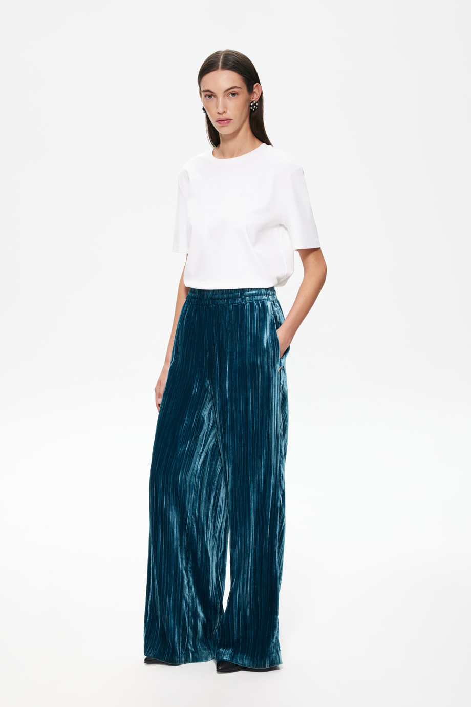 Брюки из жжатого вискозного бархата