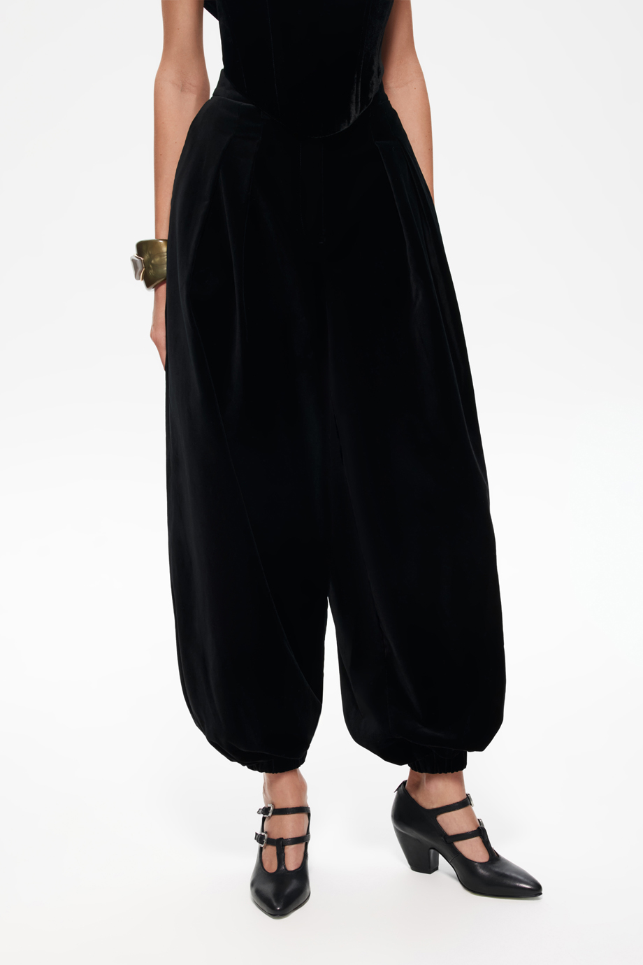 Брюки-баллон из хлопкового бархата