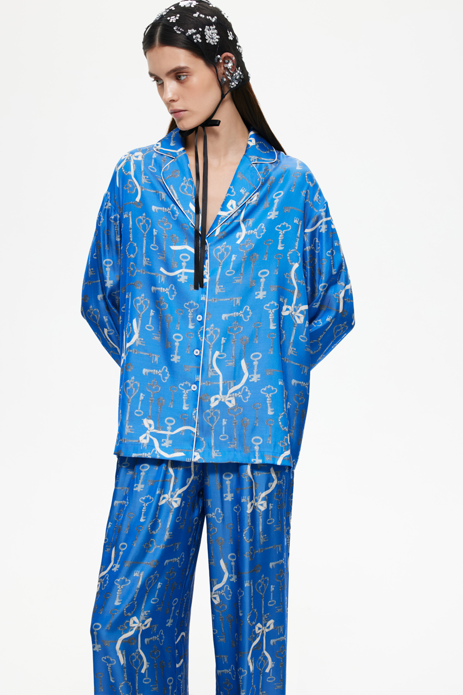 Блузка пижамная с принтом