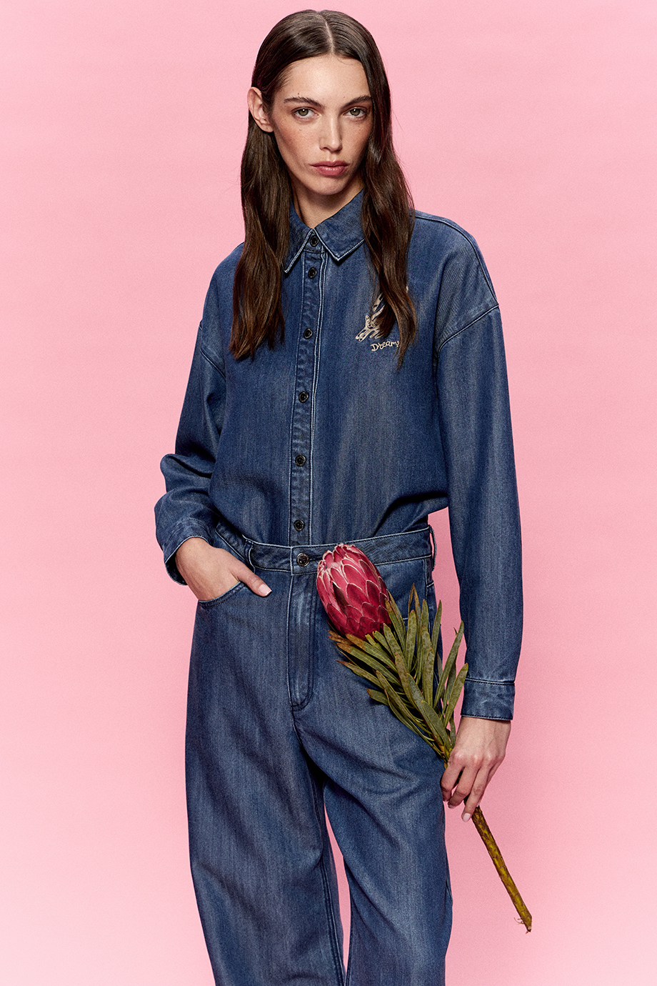 Рубашка джинсовая из тенселя Рубашка джинсовая из тенселя