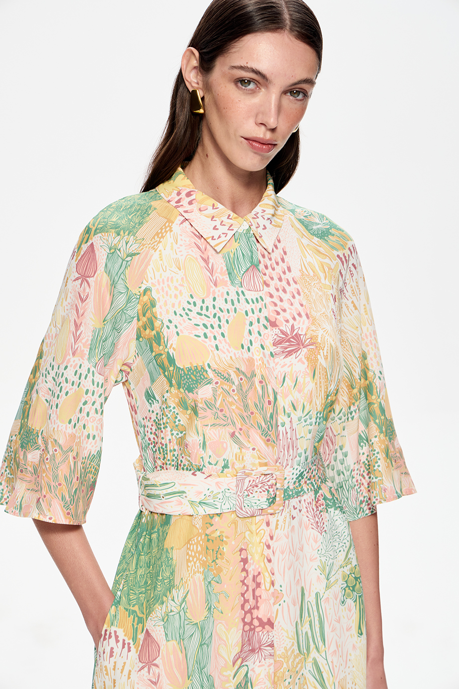 Платье-рубашка с принтом