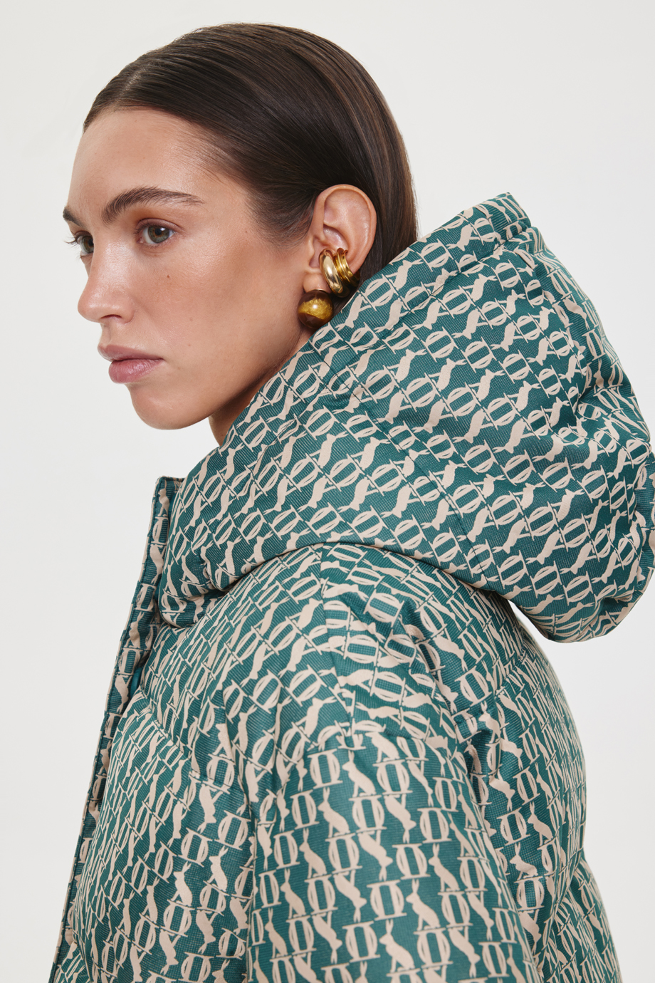 Пуховик жаккардовый