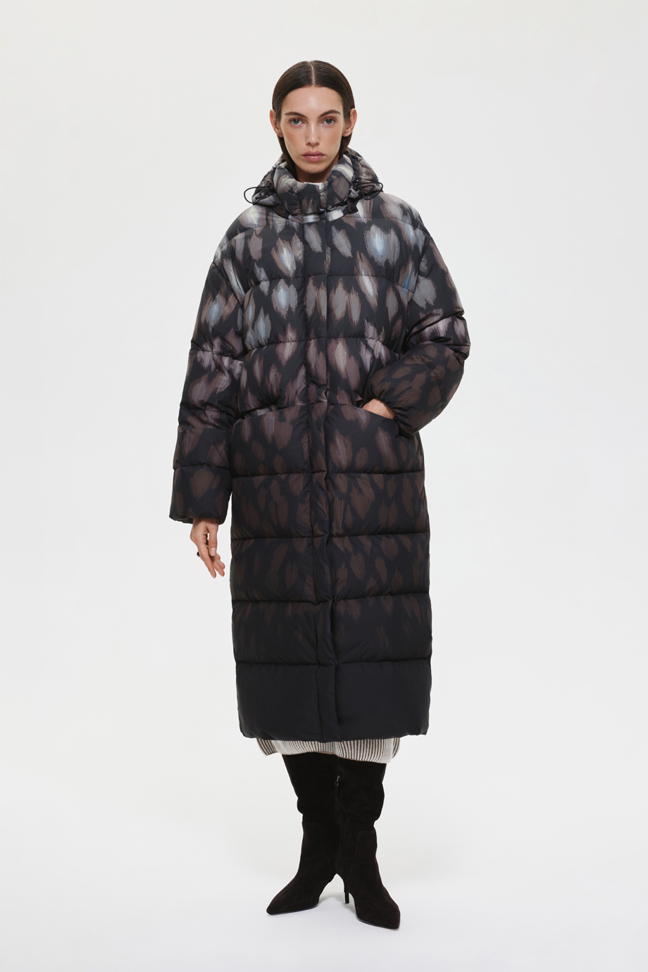 Пуховик длинный с принтом Пуховик длинный с принтом
