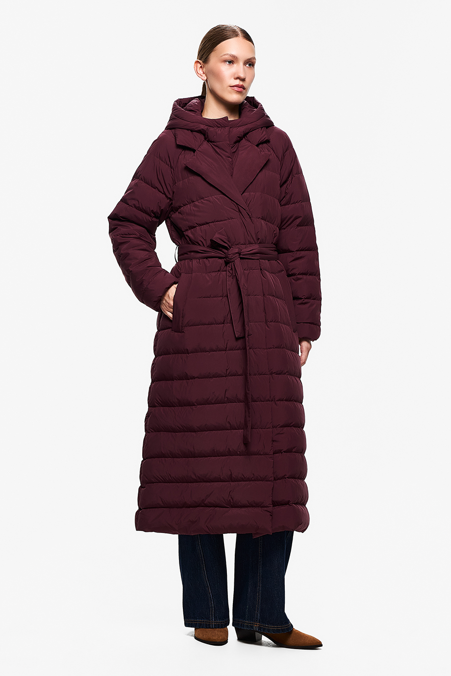 Пуховик легкий со съемным воротником