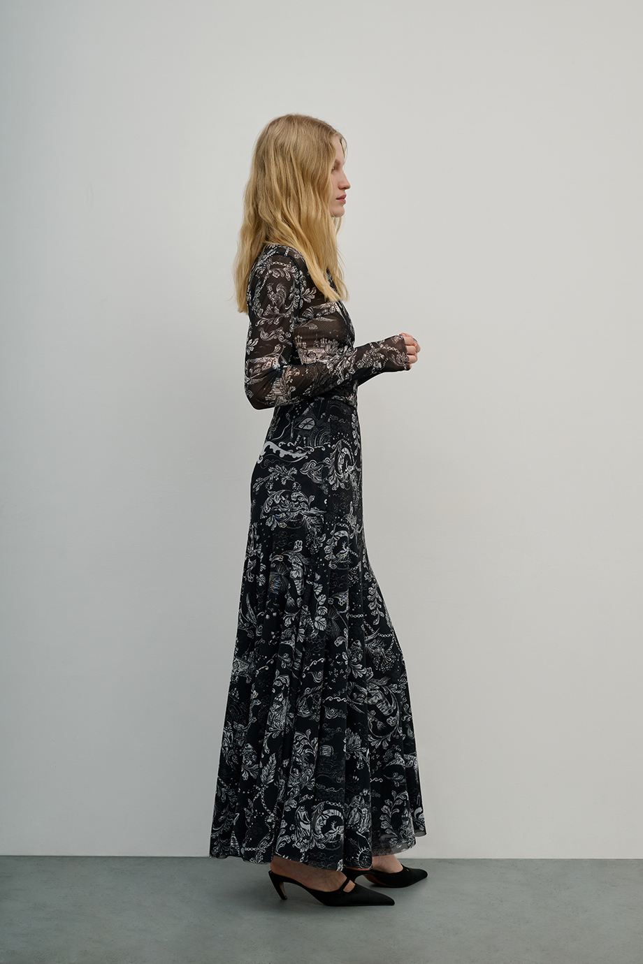 Юбка из сетки с принтом