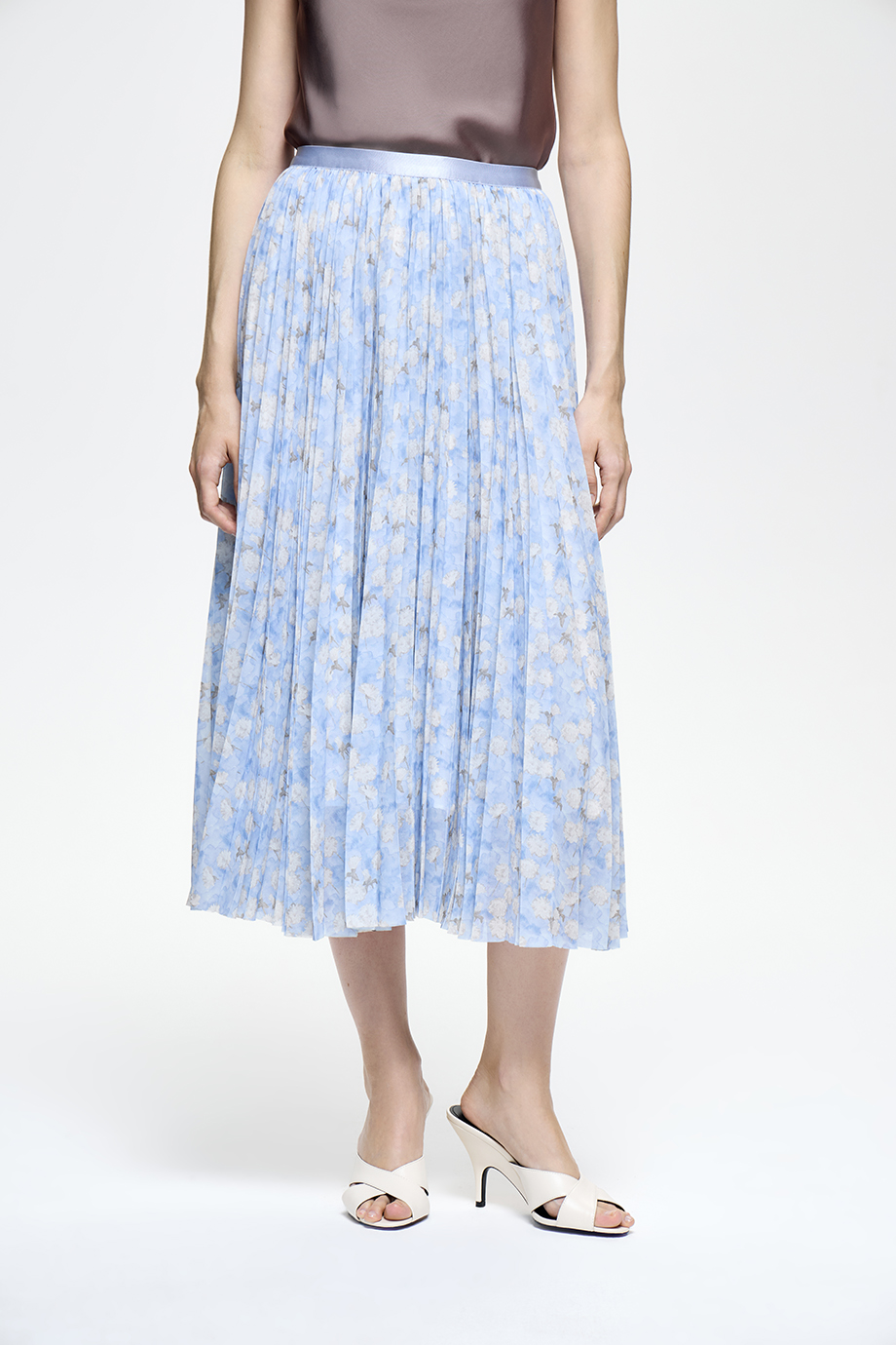 Юбка-плиссе из шифона с принтом