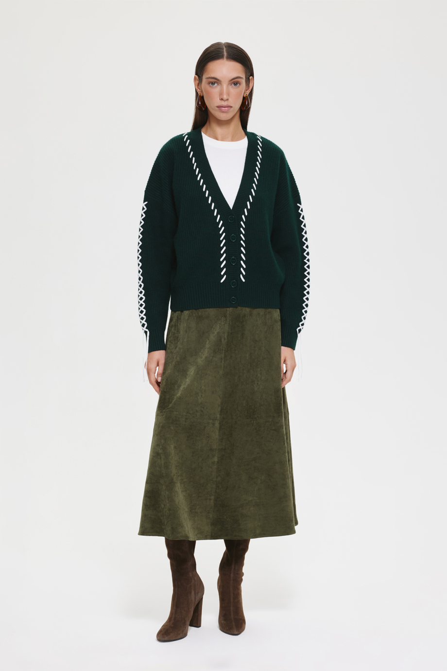 Кардиган с ангорой и декоративными стежками