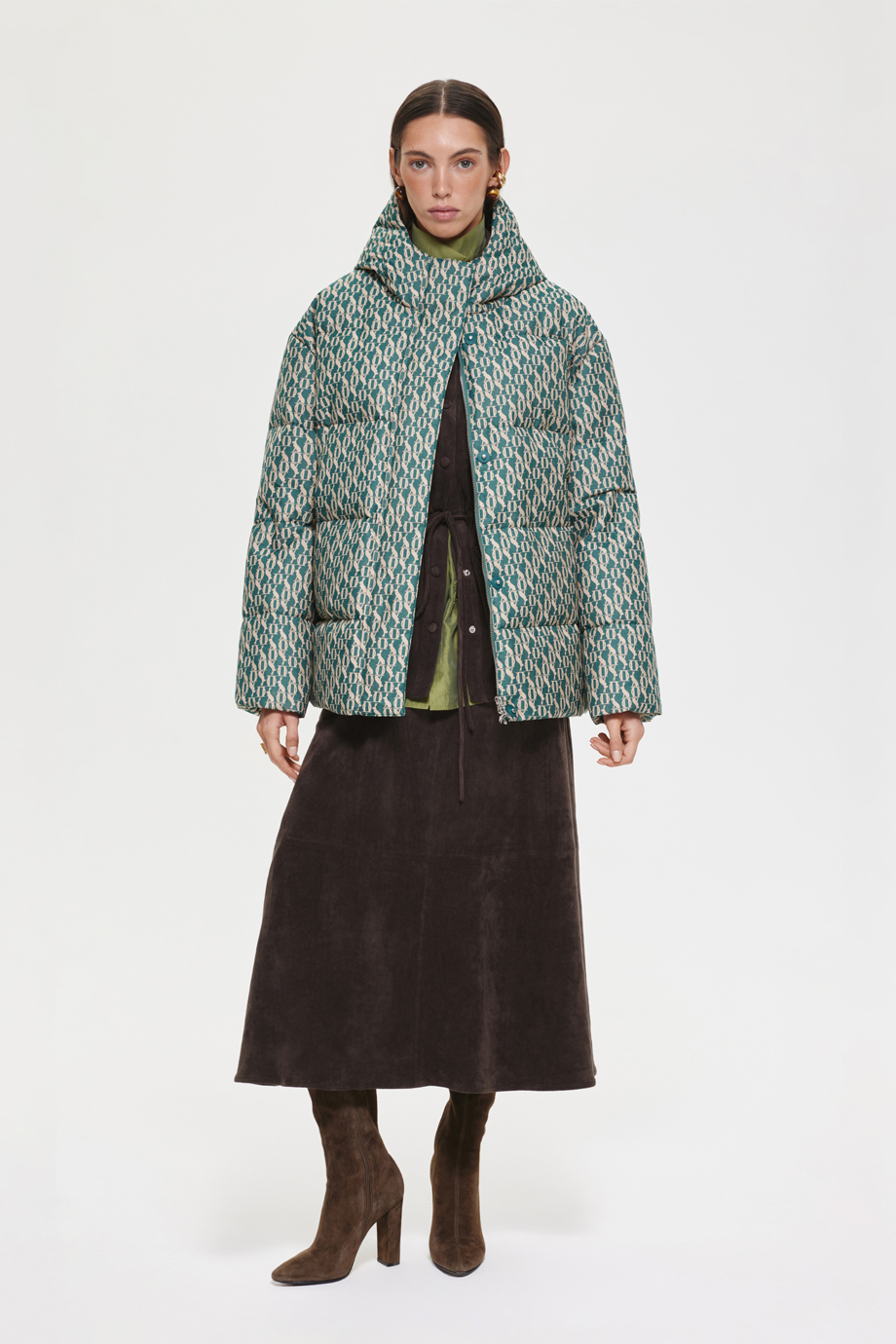 Пуховик жаккардовый