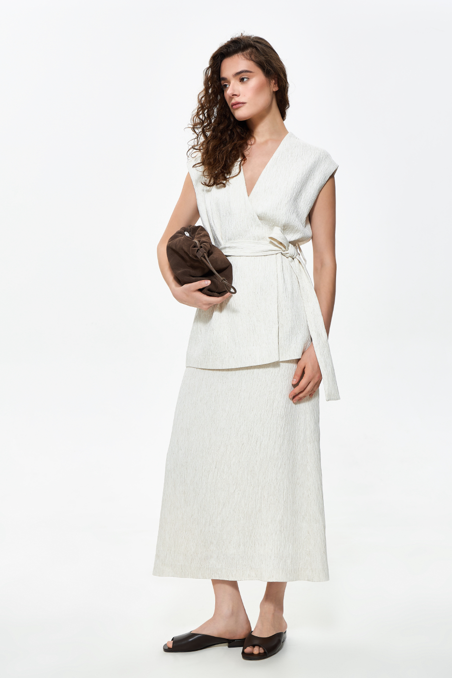 Юбка из фактурного смесового льна