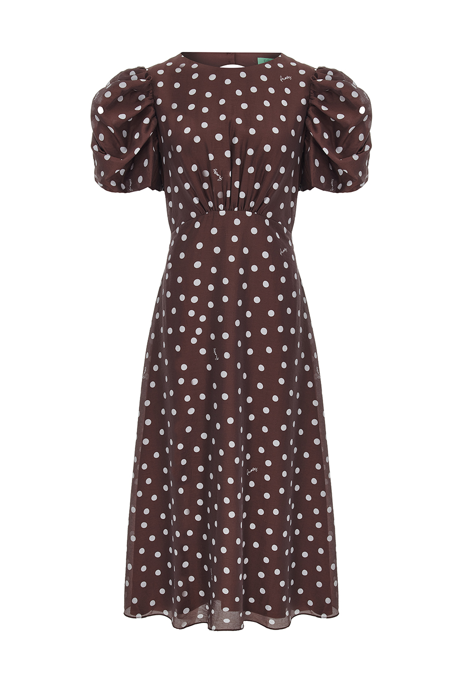 Платье с объемными рукавами и завязкой-бантом