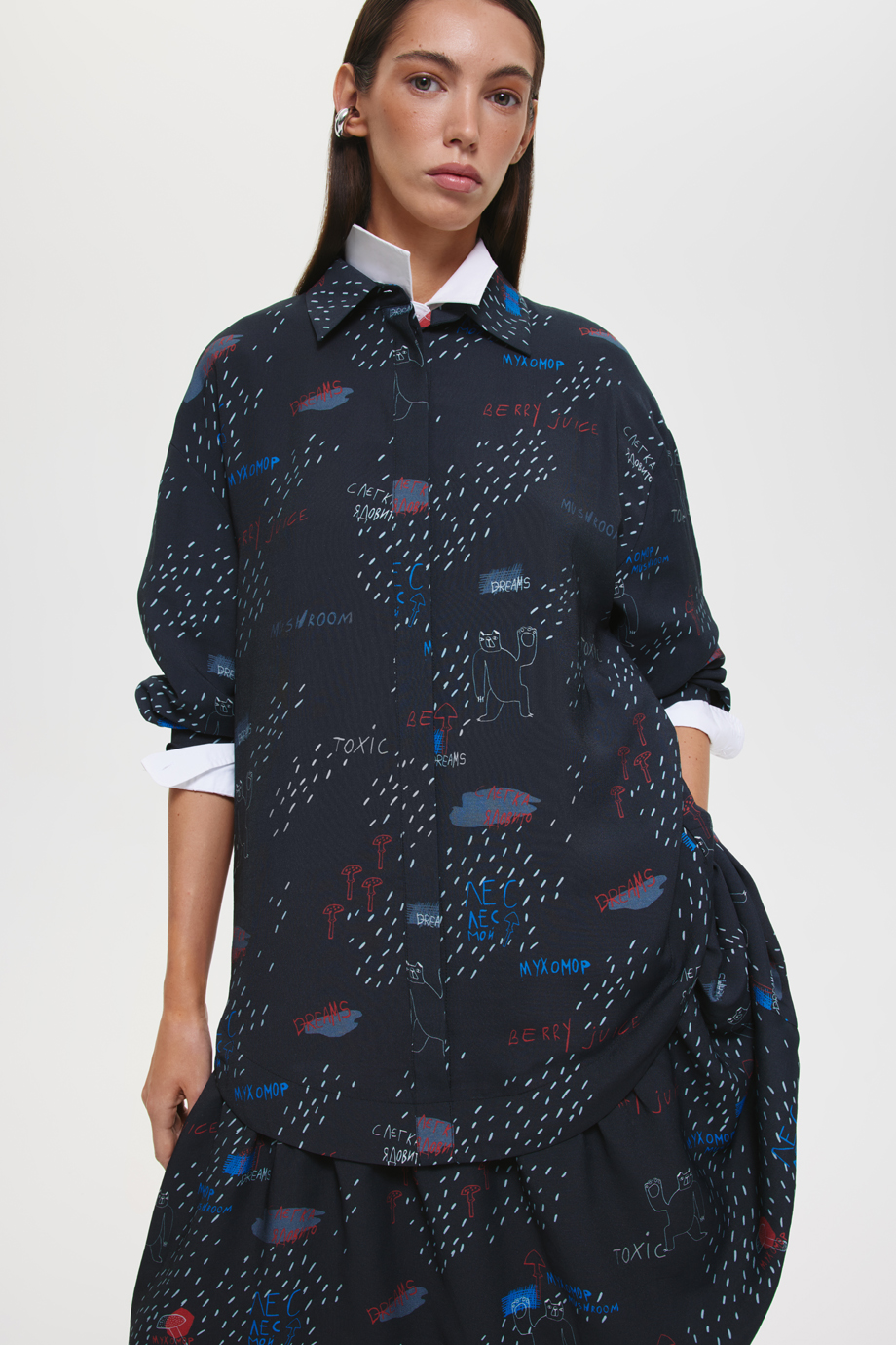 Платье-рубашка с принтом