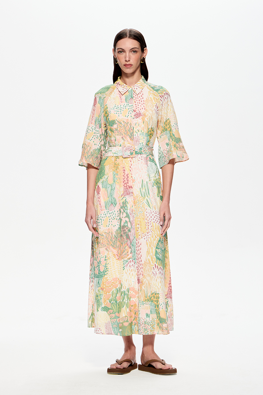 Платье-рубашка с принтом