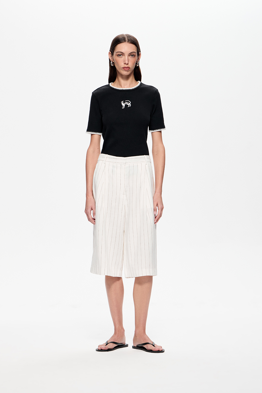 Шорты-бермуды из смесового льна