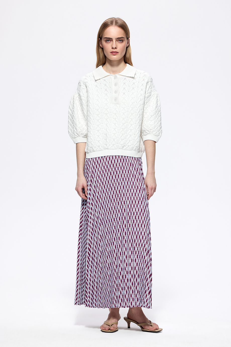 Джемпер-поло ажурный