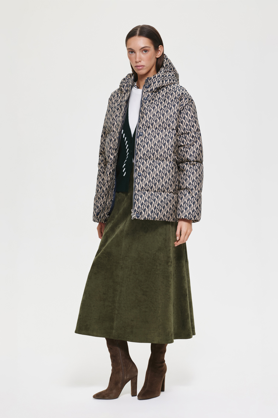 Пуховик жаккардовый