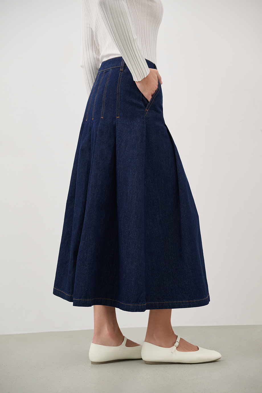 Юбка джинсовая со складками