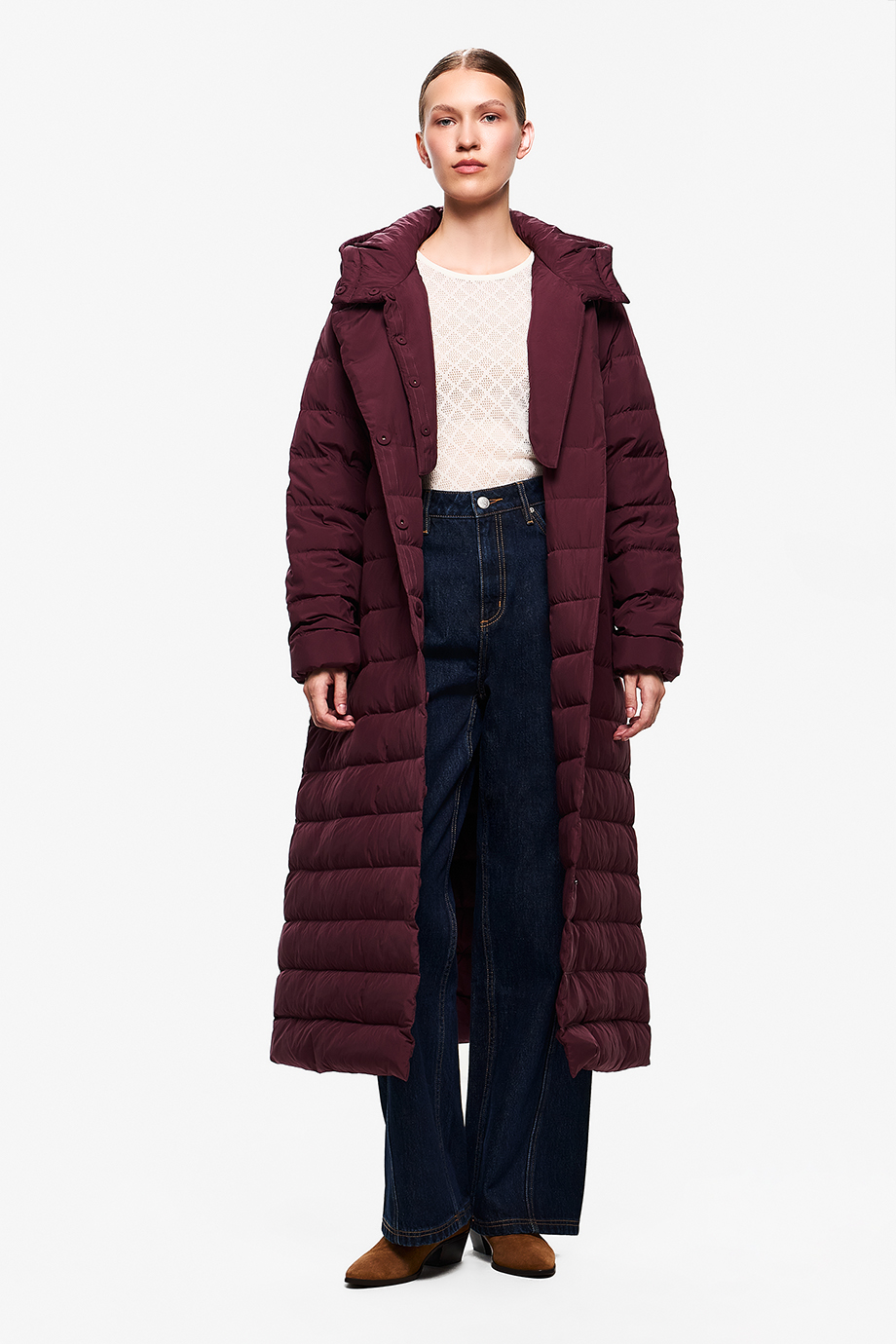 Пуховик легкий со съемным воротником