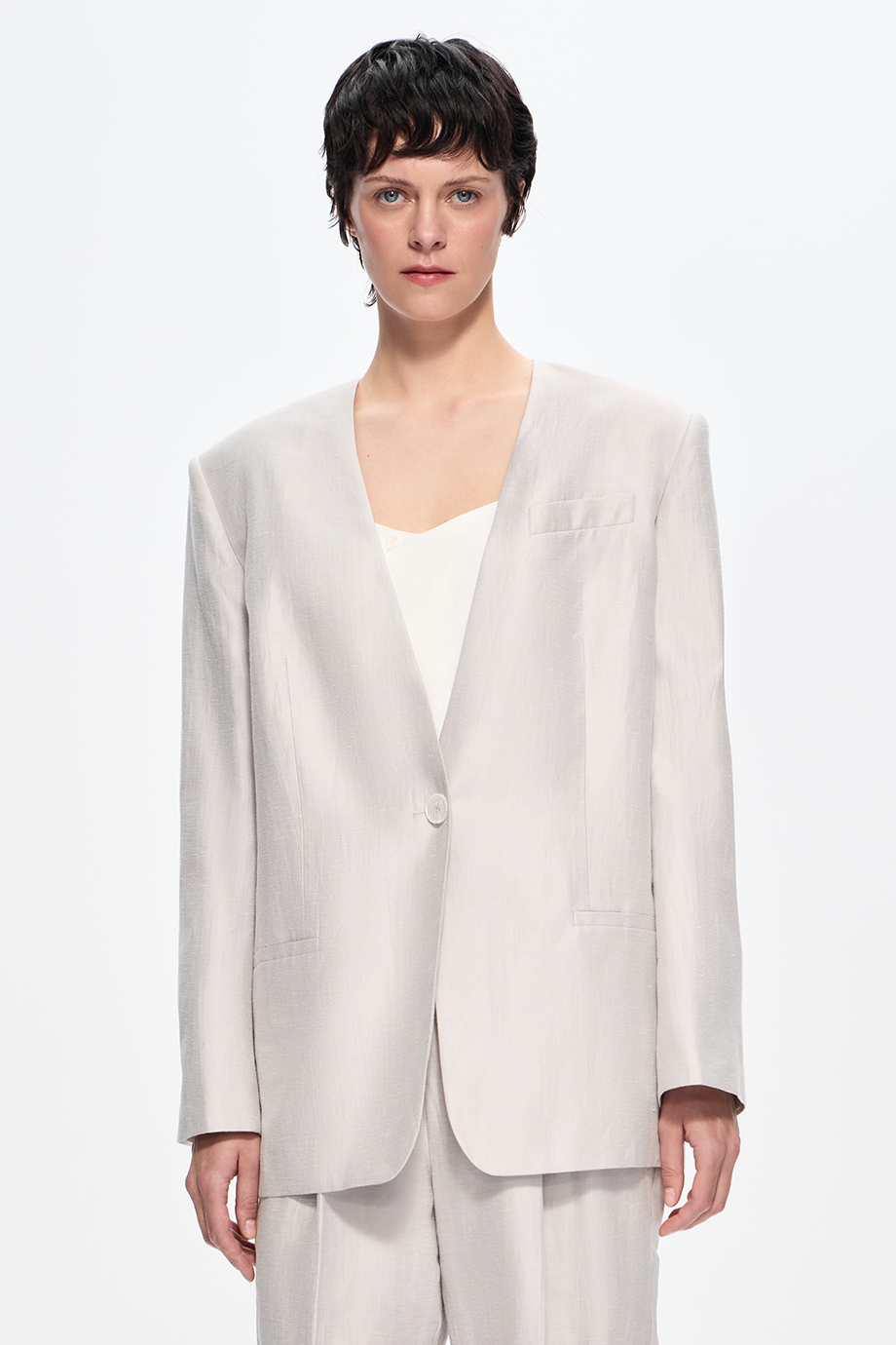 Жакет из жемчужного льна