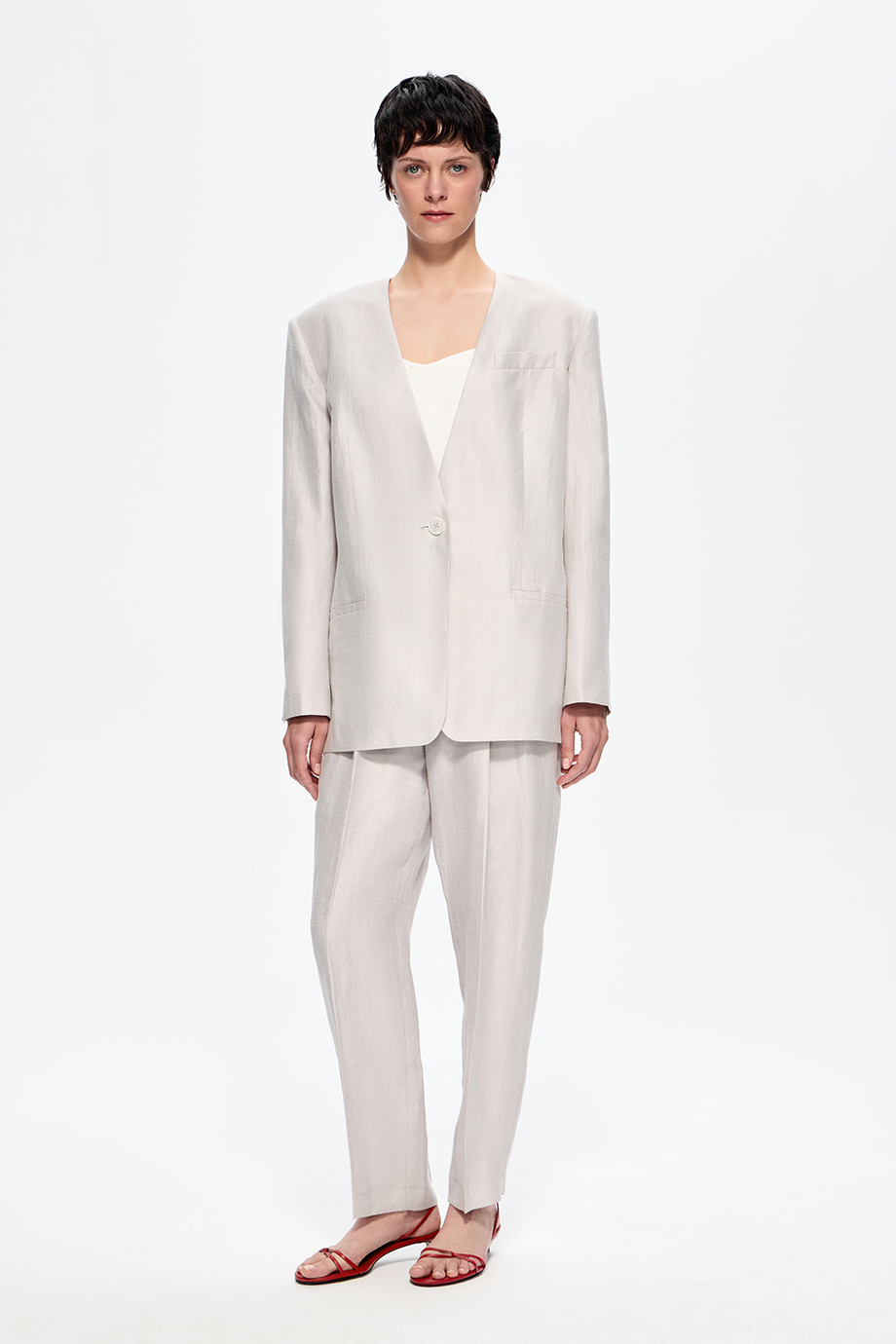 Жакет из жемчужного льна