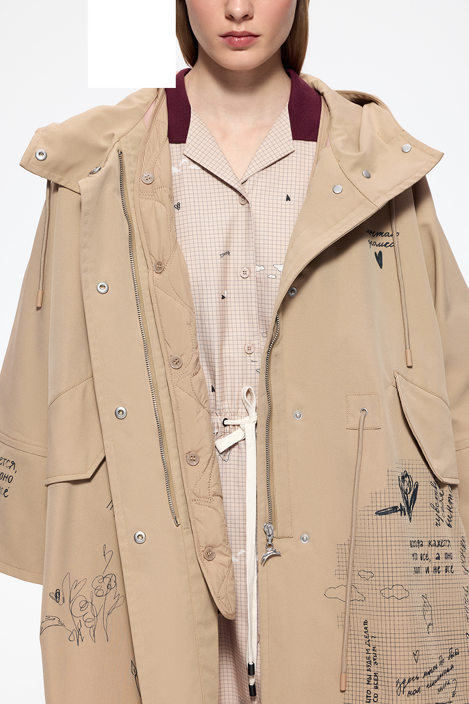 Парка-трансформер с принтом