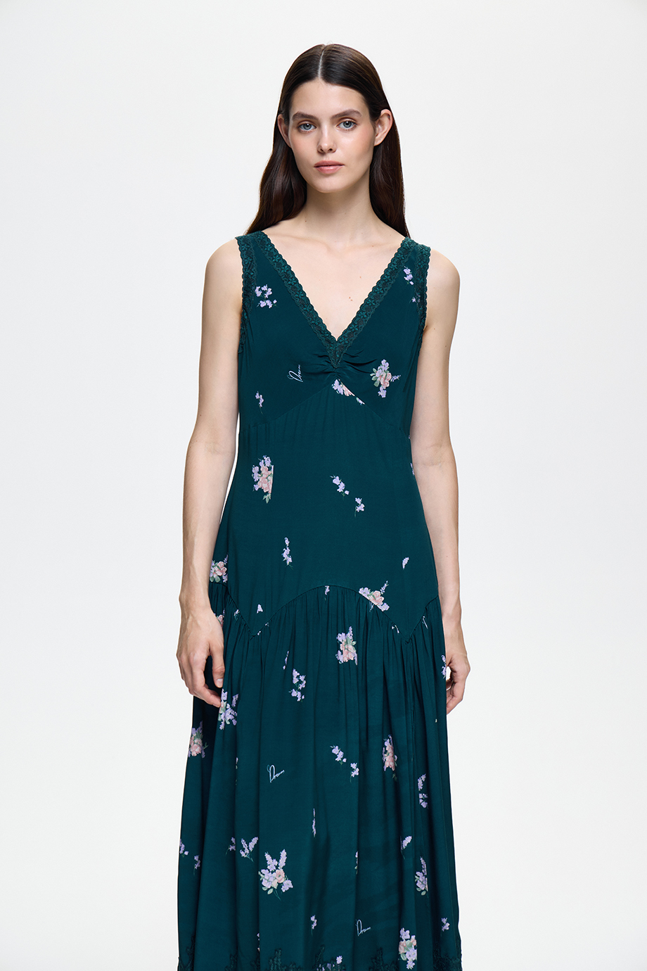 Сарафан с принтом и кружевом