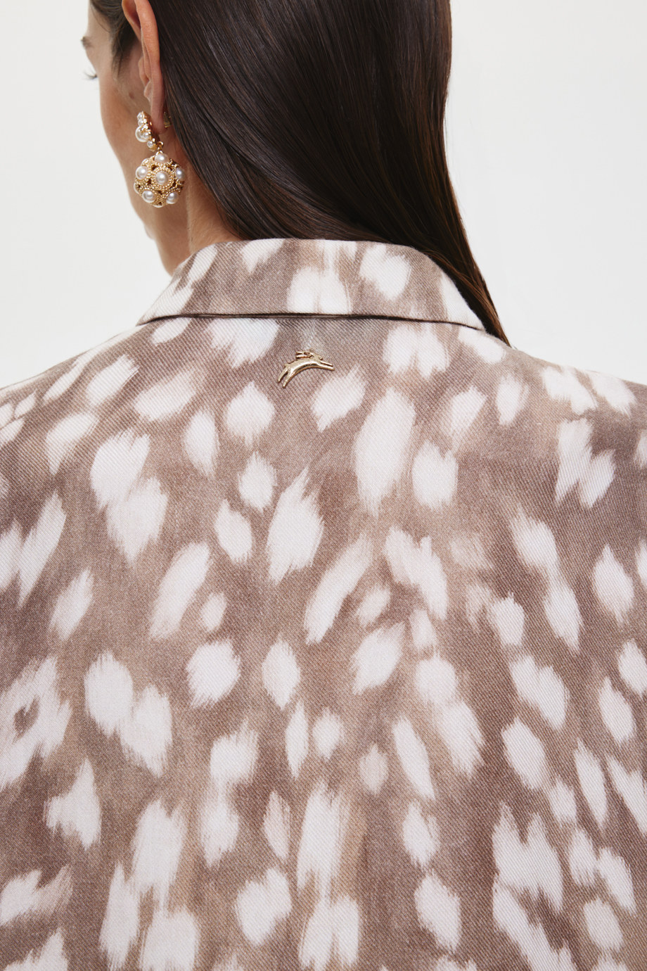 Блузка из тенселя и шерсти с принтом