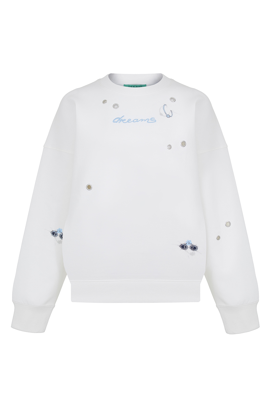 Свитшот с люверсами и вышивкой