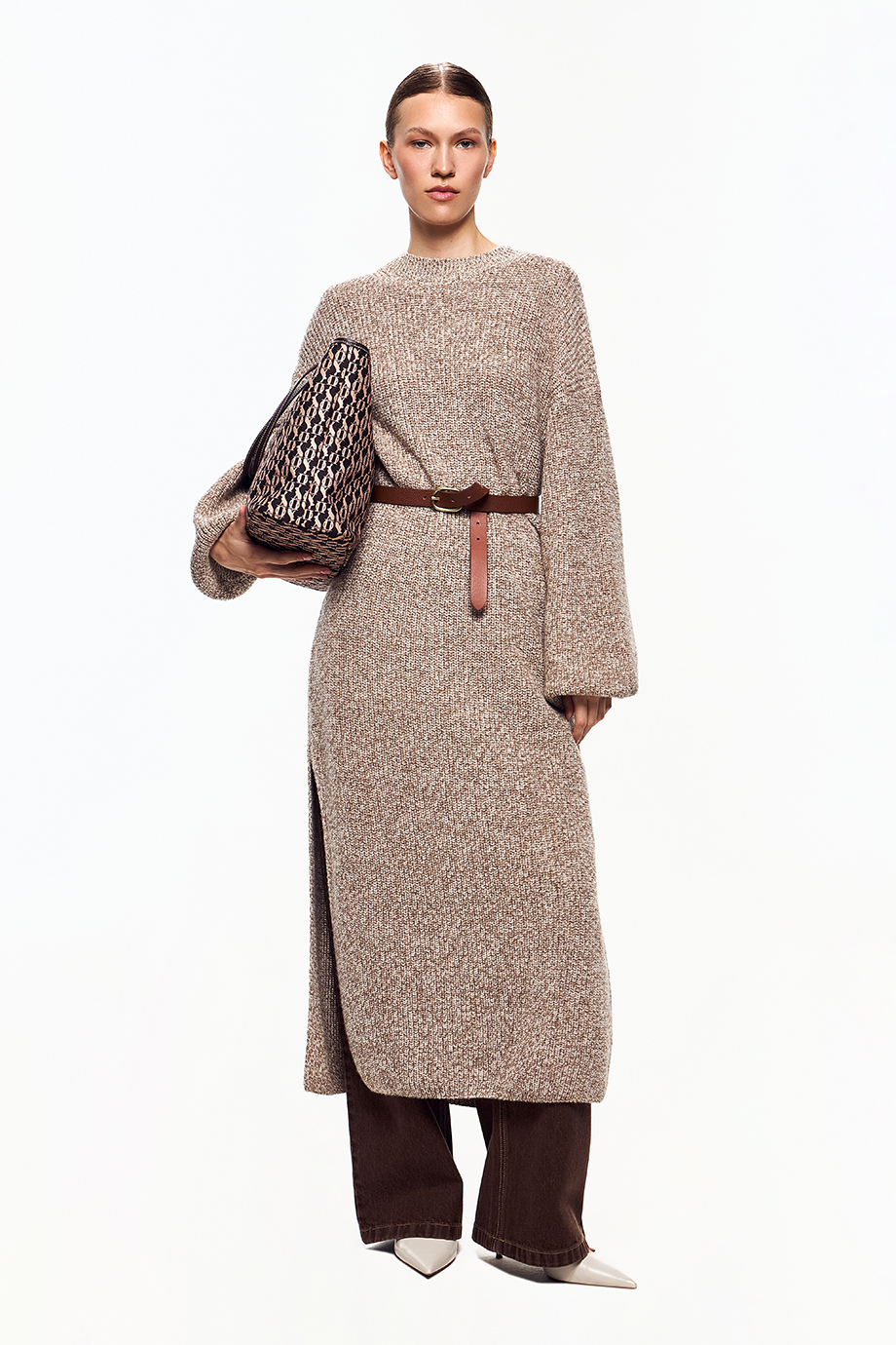 Платье-свитер из пряжи меланж