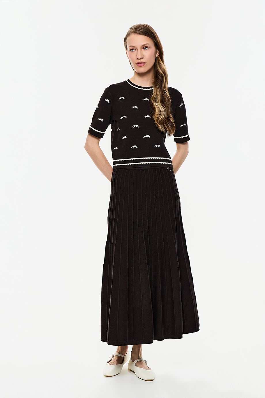 Юбка вязаная из смесового тенселя и кашемира