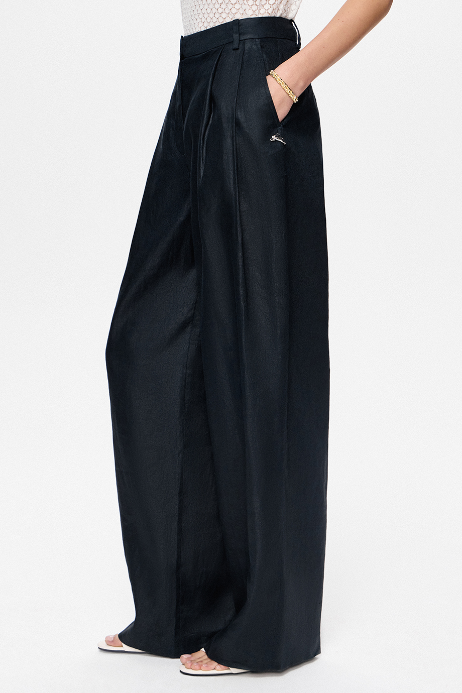 Брюки льняные широкие