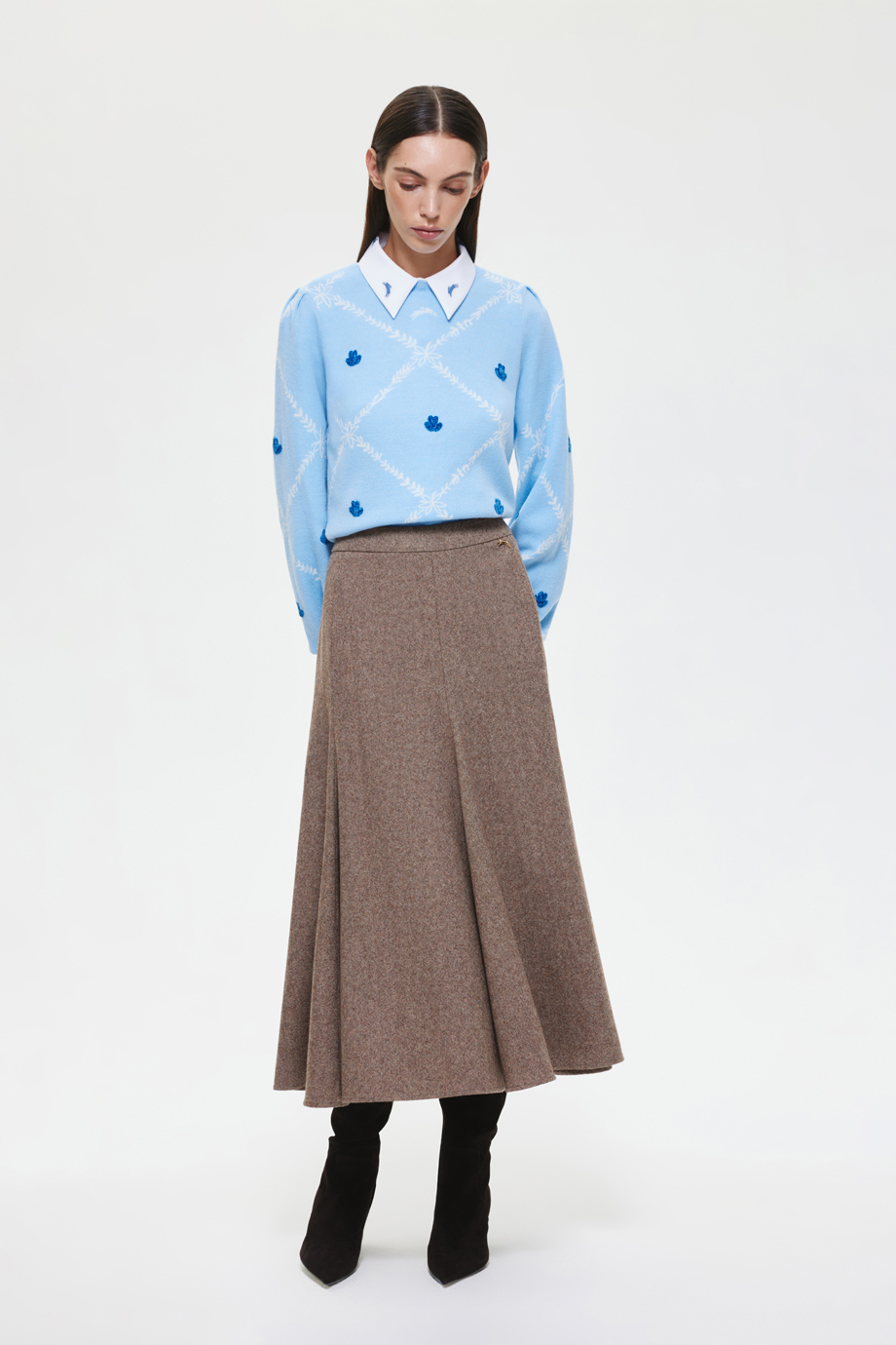 Юбка годе из шерстяного твида